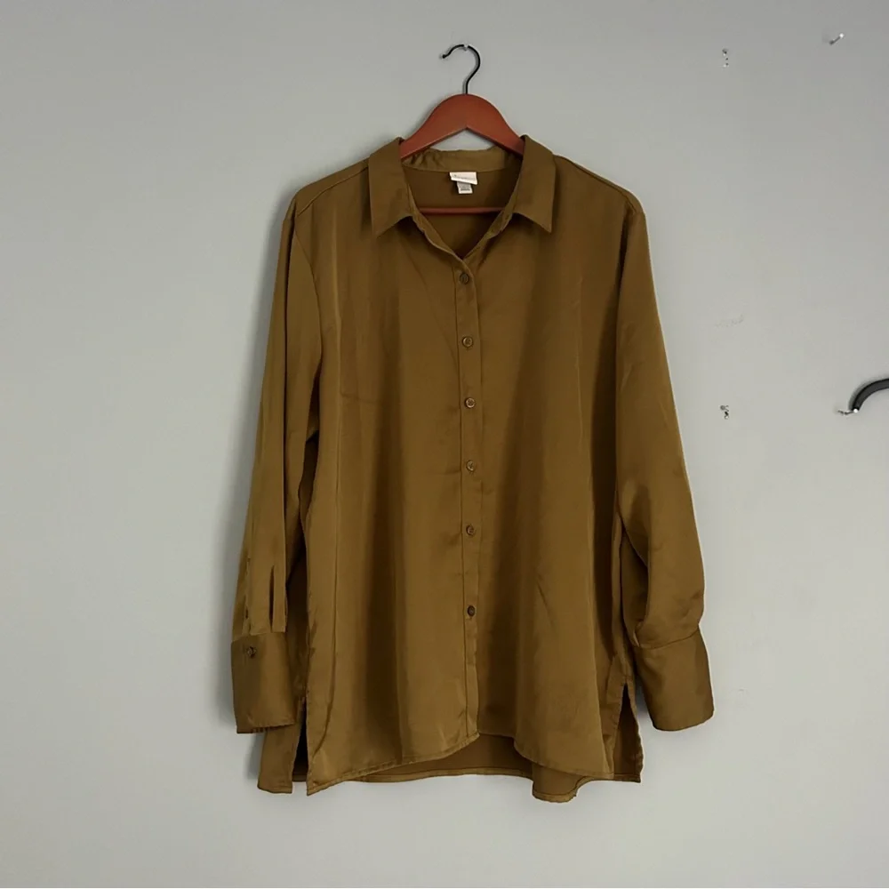 [a new day] Mustard Yellow Silky Top - Picture 8 of 11